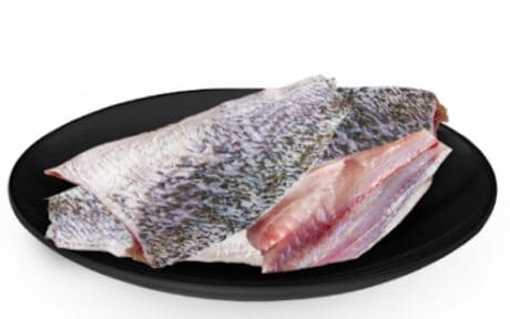 a plate of fish on a white background