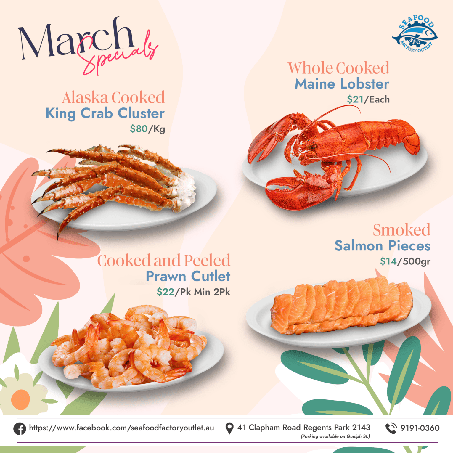 a poster of seafood on plates