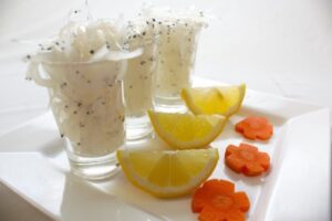 a plate with food on it