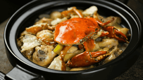 a bowl of crab and meat