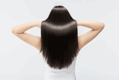 a woman with long hair