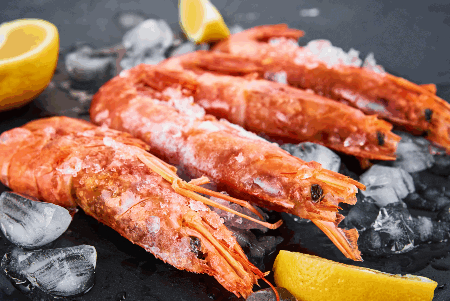 a group of shrimp on ice