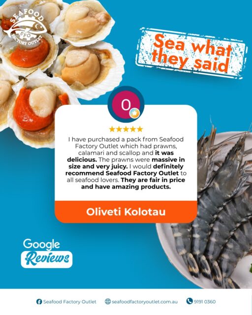 We love hearing from our happy customers! It is always a pleasure to know that our seafood is making your meals a little more delicious. Stop by our shop at 41 Clapham Rd, Regents Park, or order online for a quick pickup today! 

#SeafoodFactoryOutlet #GoogleReviews #ShopLocal #RegentsPark #FrozenSeafood
