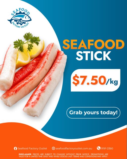 Get creative in the kitchen with our versatile seafood sticks! Perfect for family lunches, salads, or trying new recipes, these are a staple for any home cook looking to whip up something simple and satisfying. Drop by our shop at 41 Clapham Rd, Regents Park, or order online for a quick pickup today!

#SeafoodFactoryOutlet #SeafoodSticks #EasyMeals #SydneySeafood
