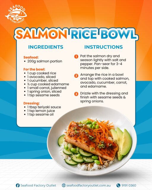 Looking for a quick and easy lunch or dinner idea? Try making this vibrant Smoked Salmon Rice Bowl at home! Grab everything you need from our shop at 41 Clapham Rd, Regents Park, or order online for a quick pickup today!

#SeafoodFactoryOutlet #SmokedSalmon #RiceBowl #EasyRecipes #SydneySeafood