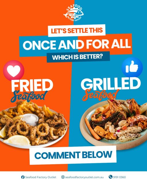 Fried seafood or grilled seafood- which one wins? Comment below and let us know which side you're on.

Click and collect in-store at 41 Clapham Rd, Regents Park, New South Wales

#SeafoodFactoryOutlet #FriedVsGrilled #SeafoodDebate #RegentsPark #SydneySeafood