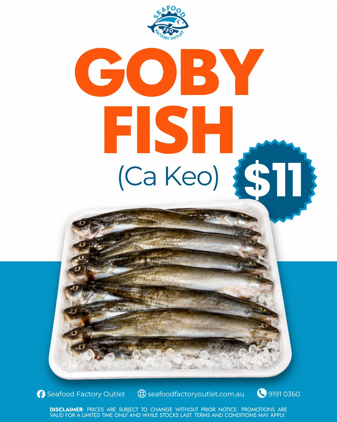 Goby fish, also known as ca keo, is now in stock at just $11! It is a popular choice for frying, braising, or traditional Vietnamese-style cooking.

Click and collect in-store at 41 Clapham Rd, Regents Park, New South Wales

#SeafoodFactoryOutlet #GobyFish #CaKeo #RegentsPark #SydneySeafood