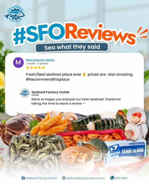 Customer love keeps us going! Take a look at what one of our amazing community members had to say about shopping with us. We always love making sure you get fantastic value every single time you drop by.

Where to collect your order? Drop by our shop at 41 Clapham Rd, Regents Park, New South Wales.

#SeafoodFactoryOutlet #SeafoodWeekend #ClickAndCollect #RegentsPark #SydneySeafood