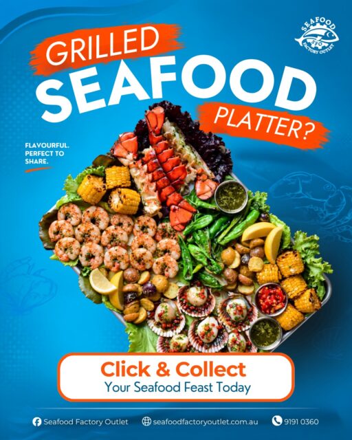 Looking for a seafood platter to share? Prawns, lobster tail, scallops and corn, flavourful and perfect for the table.

Click and collect in-store at 41 Clapham Rd, Regents Park, New South Wales

#SeafoodFactoryOutlet #GrilledSeafoodPlatter #ClickAndCollect #ShopLocal #RegentsPark #SydneySeafood