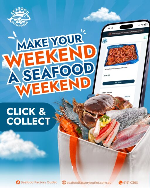 Make your weekend a seafood weekend. Order online and Click and Collect your favourites, ready when you are.

Click and collect in-store at 41 Clapham Rd, Regents Park, New South Wales.

#SeafoodFactoryOutlet #SeafoodWeekend #ClickAndCollect #RegentsPark #SydneySeafood